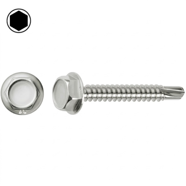 Mustad Vite DRILLEX Autoperforante Testa Esagonale con Collare (TECC) Zincata Bianca - MUSTAD